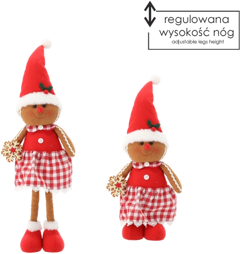 Karácsonyi dekoráció mézeskalács kislány teleszkópos lábakkal