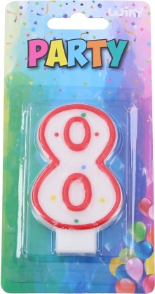 Parti gyertya piros szám alakú 8
