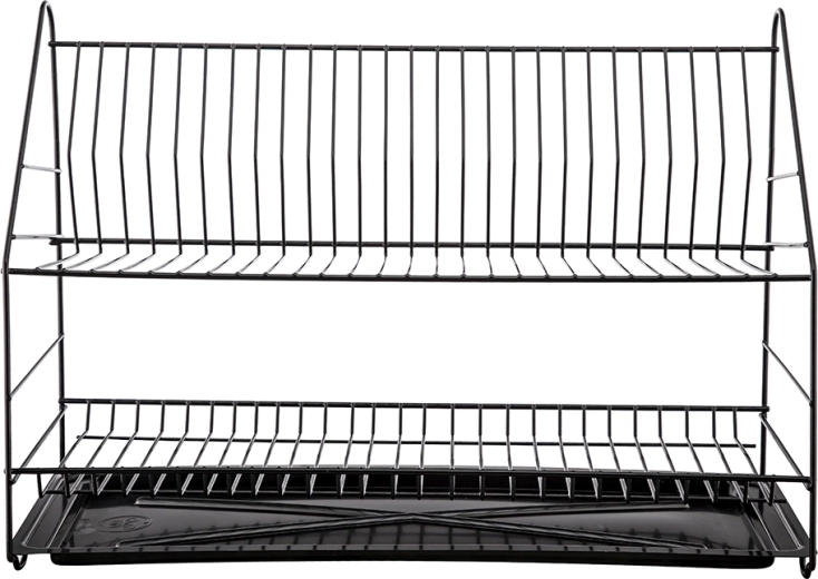 Kétszintes edényszárító 60 cm fekete, csepegtetőtálcával