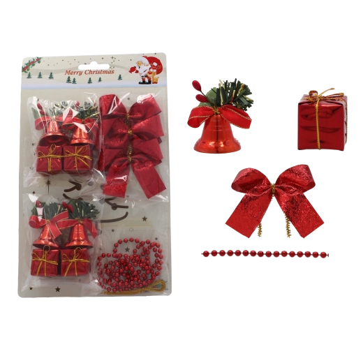 Vörös karácsonyi díszkészlet, 72 db