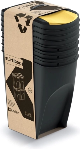 Sortibox 4×35 l szelektív hulladékgyűjtő szett – 4 db, újrahasznosított fekete
