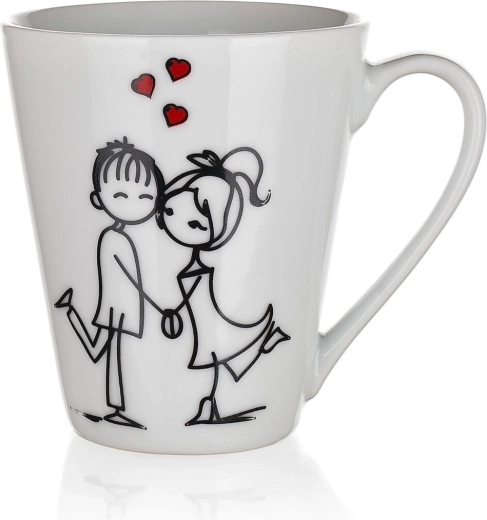 LOVE kerámia bögre 330 ml – romantikus dekorok keveréke