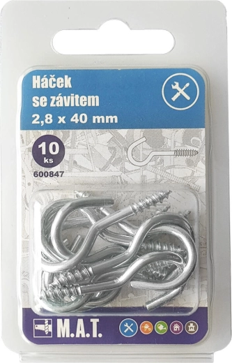 Menetes kampó 20 × 2,3 mm, horganyzott (10 db)