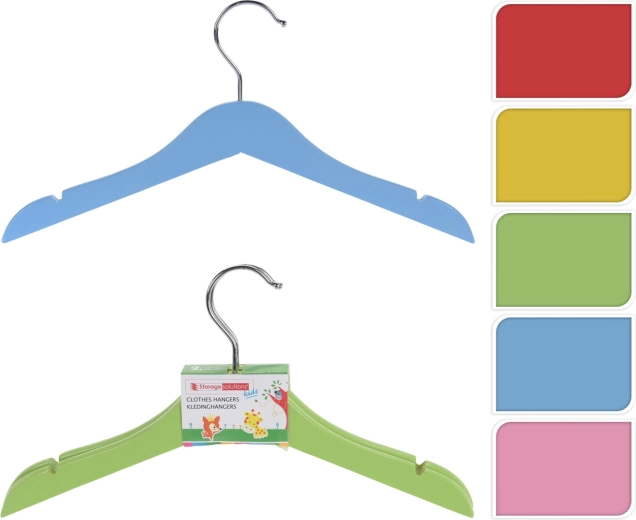 Gyerek fa vállfa készlet – 2 db, színes