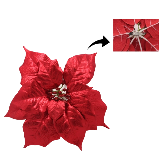 Mű karácsonyi csillag 25 cm csipesszel – piros, 12 darabos szett