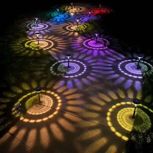 Napelemes leszúrható lámpa meleg fehér és RGB LED világítással, fekete