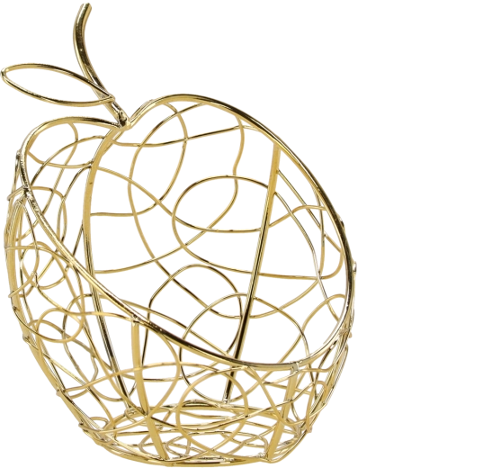 Aranyszínű fém alma alakú kosár