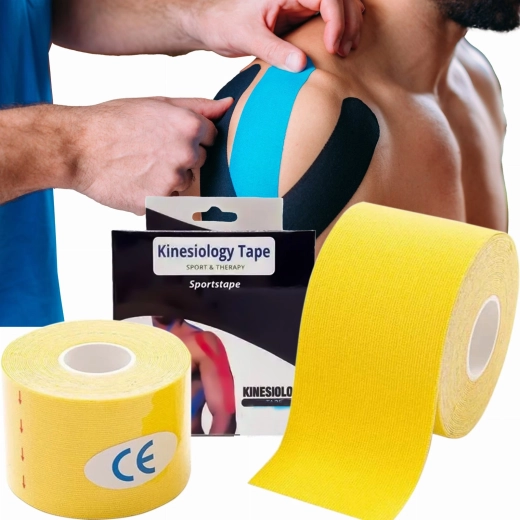 Kineziológiai tapasz 5 m × 5 cm – sárga