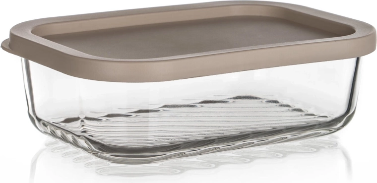 WAVE üvegedény 0,48 l latte színű fedővel, téglalap alakú