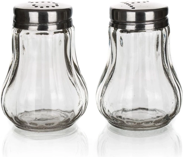 Sószóró és borsszóró MONO 40 ml üveg/rozsdamentes – kerek készlet