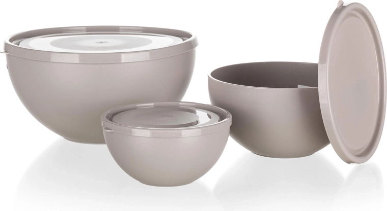 CULINARIA LATTE műanyag tálkák készlete fedőkkel 0,2 l + 0,5 l + 1,2 l