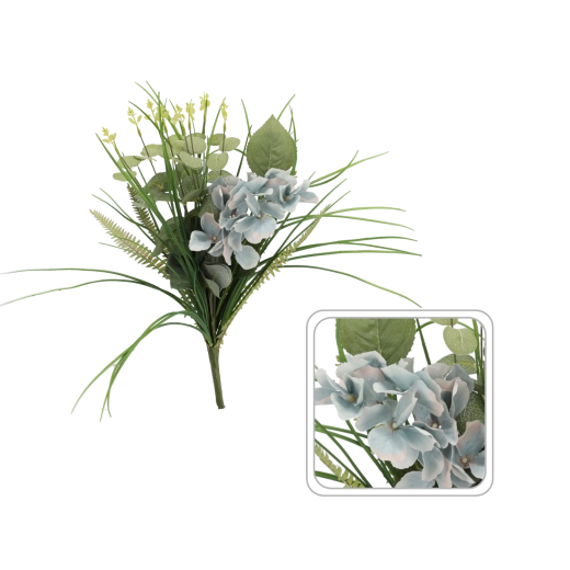 Művirágcsokor kék virágokkal 45 cm