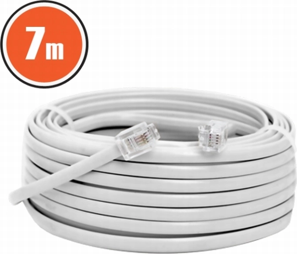 Telefonkábel 6P4C, 7 m, fehér