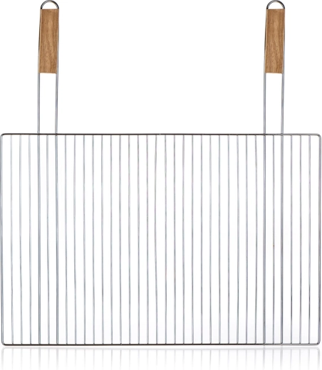BBQ grillsütőrács 60 × 40 cm fa fogantyúkkal