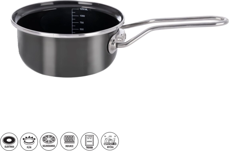 Orion Metalic zománcozott nyeles lábas, 18 cm, 1,25 l
