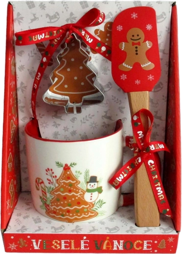 350 ml-es bögre szettel: kiszúró és spatula Mézeskalács