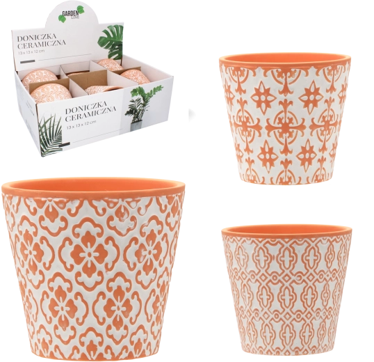 Kerámia virágcserép 13 × 13 × 12 cm, vegyes minták