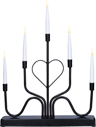 Solight LED fém gyertyatartó, 5 ágú, fekete, 42 cm