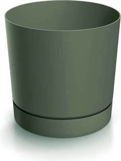 Tubo P virágcserép tálcával 24 cm – sötétzöld