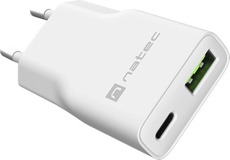 Natec Ribera GaN slim hálózati töltő 20 W USB-C + USB-A