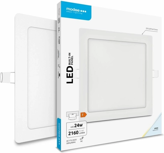 Modee Lighting négyzet alakú süllyesztett LED panel 24 W hideg fehér