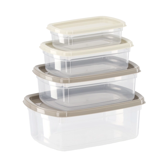 Műanyag ételtároló doboz készlet, 4 db – 0,25 l, 0,5 l, 0,75 l, 1,2 l