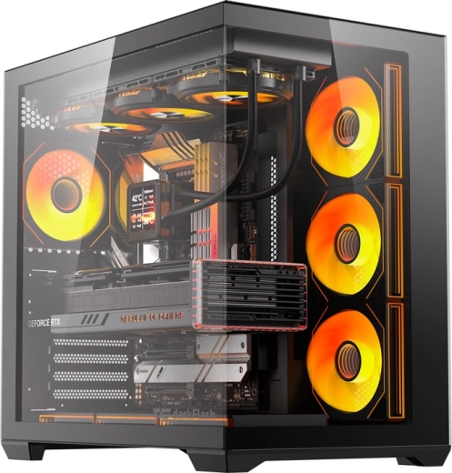 DarkFlash C280 számítógépház, fekete, 7 ventilátorral