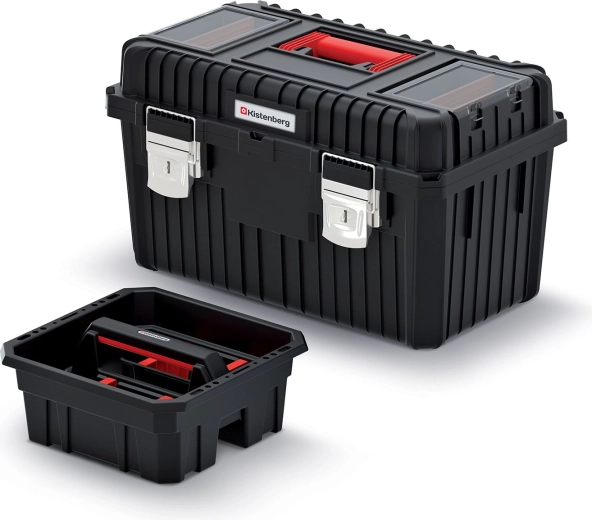 Szerszámos láda fém zárral HEAVY 585 × 360 × 337 mm, fekete