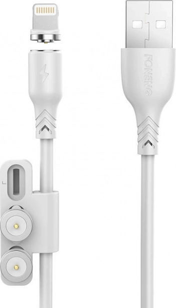 Mágneses töltőkábel 3 az 1-ben FONENG X62, USB – USB‑C / Lightning / Micro USB, 1 m, fehér