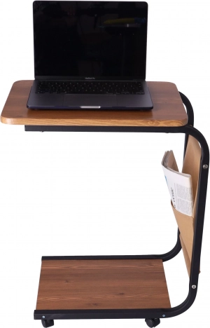 Görgős dohányzóasztal / Oldalsó dohányzóasztal kerekeken - sötét szín