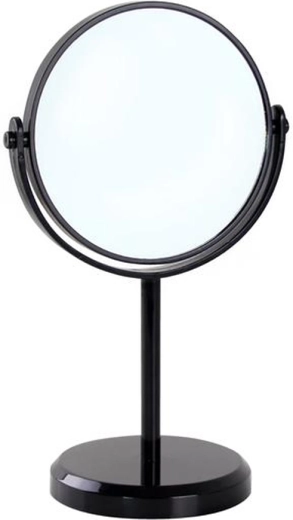 TORO kétoldalas asztali kozmetikai tükör, 15 cm, fekete