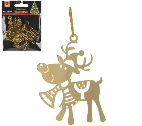 3 darabos arany rénszarvas karácsonyi dísz készlet