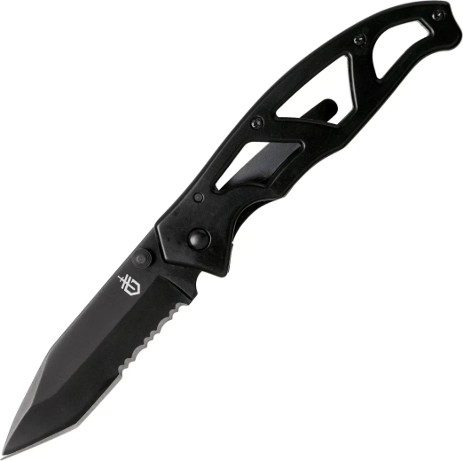 Gerber Paraframe I tanto fekete, részben fogazott zsebkés