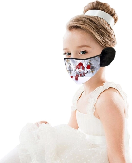 Gyerek karácsonyi maszk fülecskékkel – Hóember