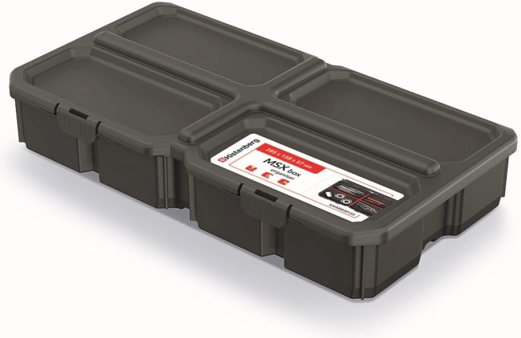 MSX Box szerszámrendező, fekete, 28,5 × 15,8 × 5,7 cm