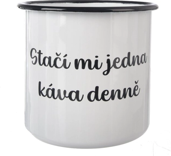 Zománcozott bögre „Egy kávé” 1 l fehér