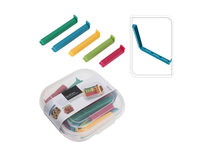 24 darabos műanyag zacskózáró klipsz készlet dobozban