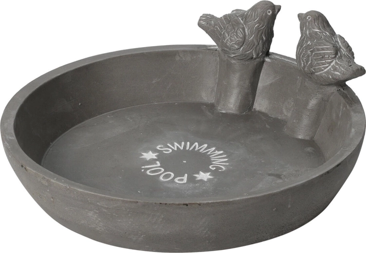 Madáritató és madárfürdő MgO kerámiából, szürke, 23,5 cm