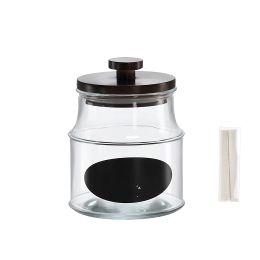 1,9 l üveg fa tetővel, címkével és krétával