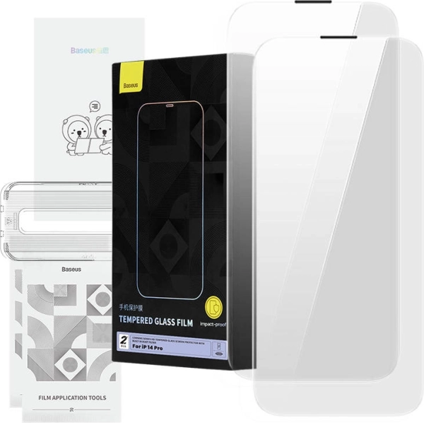 BASEUS Corning edzett üveg porvédő szűrővel iPhone 14 Pro-hoz