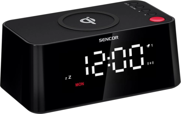 Sencor digitális ébresztőóra vezeték nélküli Qi-töltéssel
