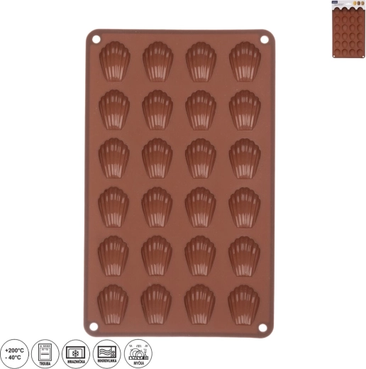 Szilikon forma mini kagylókhoz, 24 db, barna