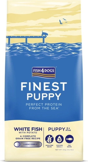 Fish4Dogs Finest táp nagytestű kölyökkutyáknak – fehér hal burgonyával 6 kg