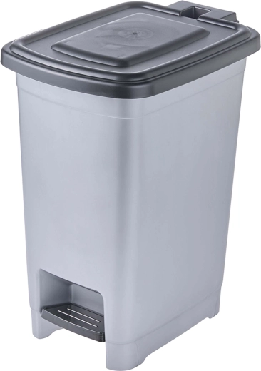 Pedálos szemetes, világos ezüst, 21 × 28 × 35 cm