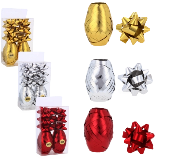 Ajándékcsomagoló készlet – szalag és masnik 6 cm