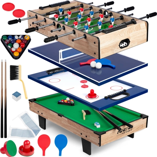 Multifunkciós 4 az 1-ben játékasztal NEO-SPORT csocsóhoz, léghokihoz, pingponghoz és biliárdhoz