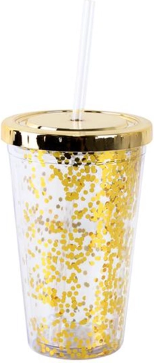 Duplafalú műanyag pohár szívószállal TORO konfetti 500 ml