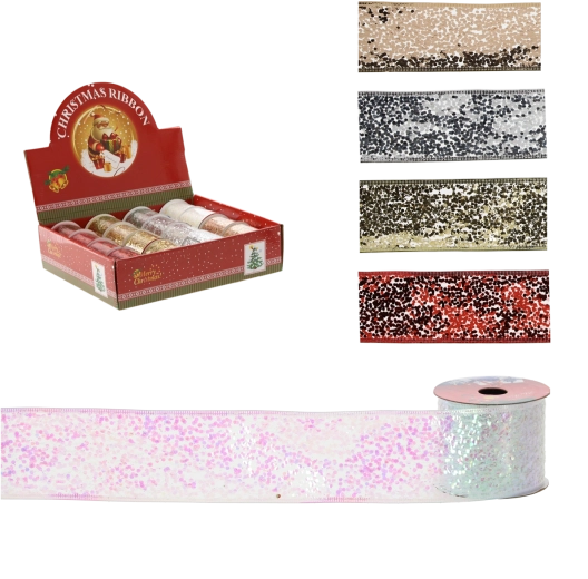 Karácsonyi dekoratív szalag 6,3 × 270 cm – vegyes színek