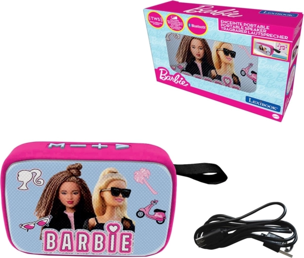 Hordozható Bluetooth hangszóró LEXIBOOK Barbie textilborítással