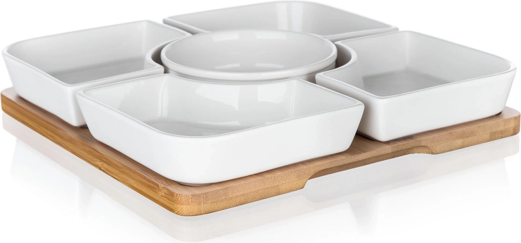 BRILLANTE porcelán- és bambusz szervírozókészlet, 6 részes